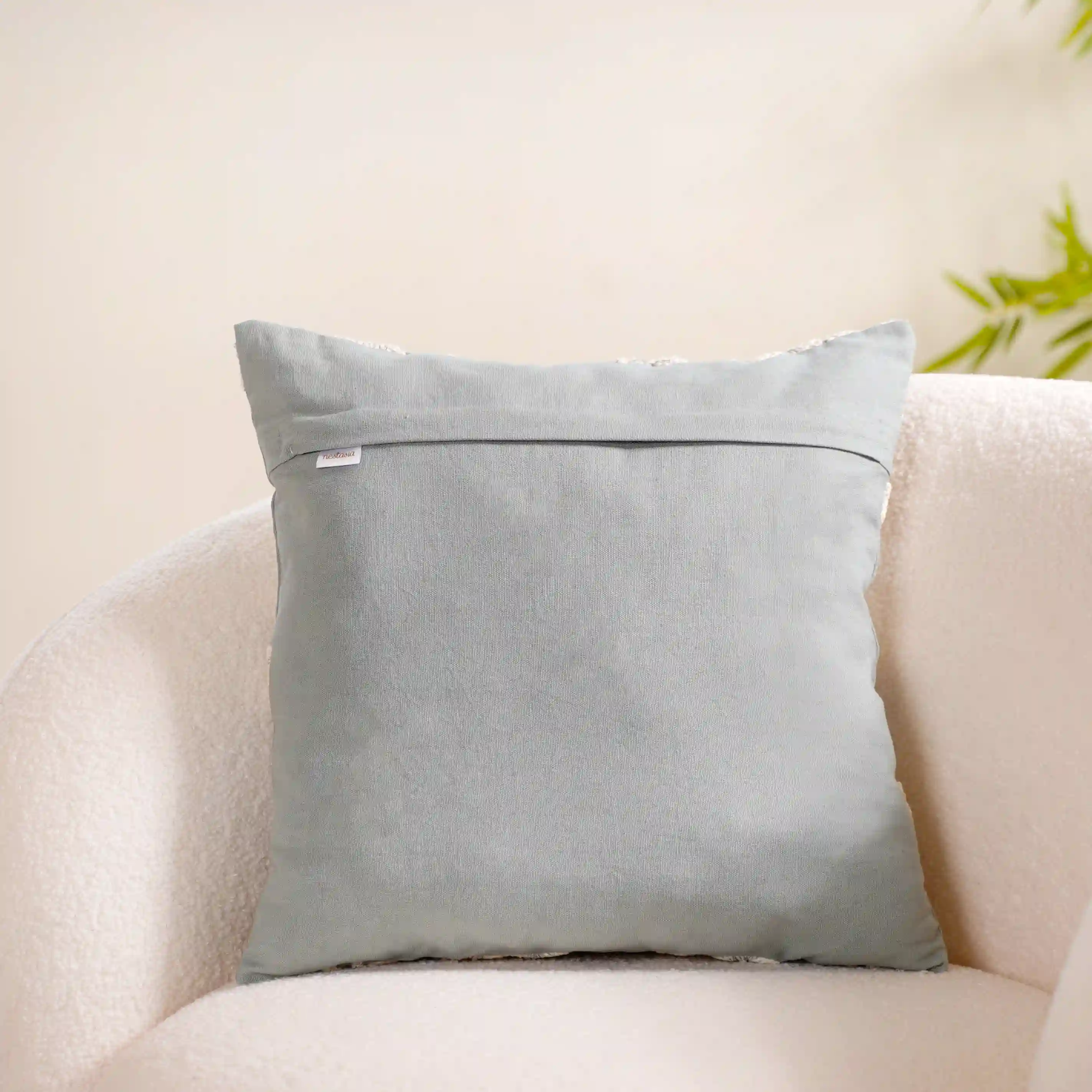 Embroidery Linen Cushion Cover Grey 16x16 Inch - Image 8