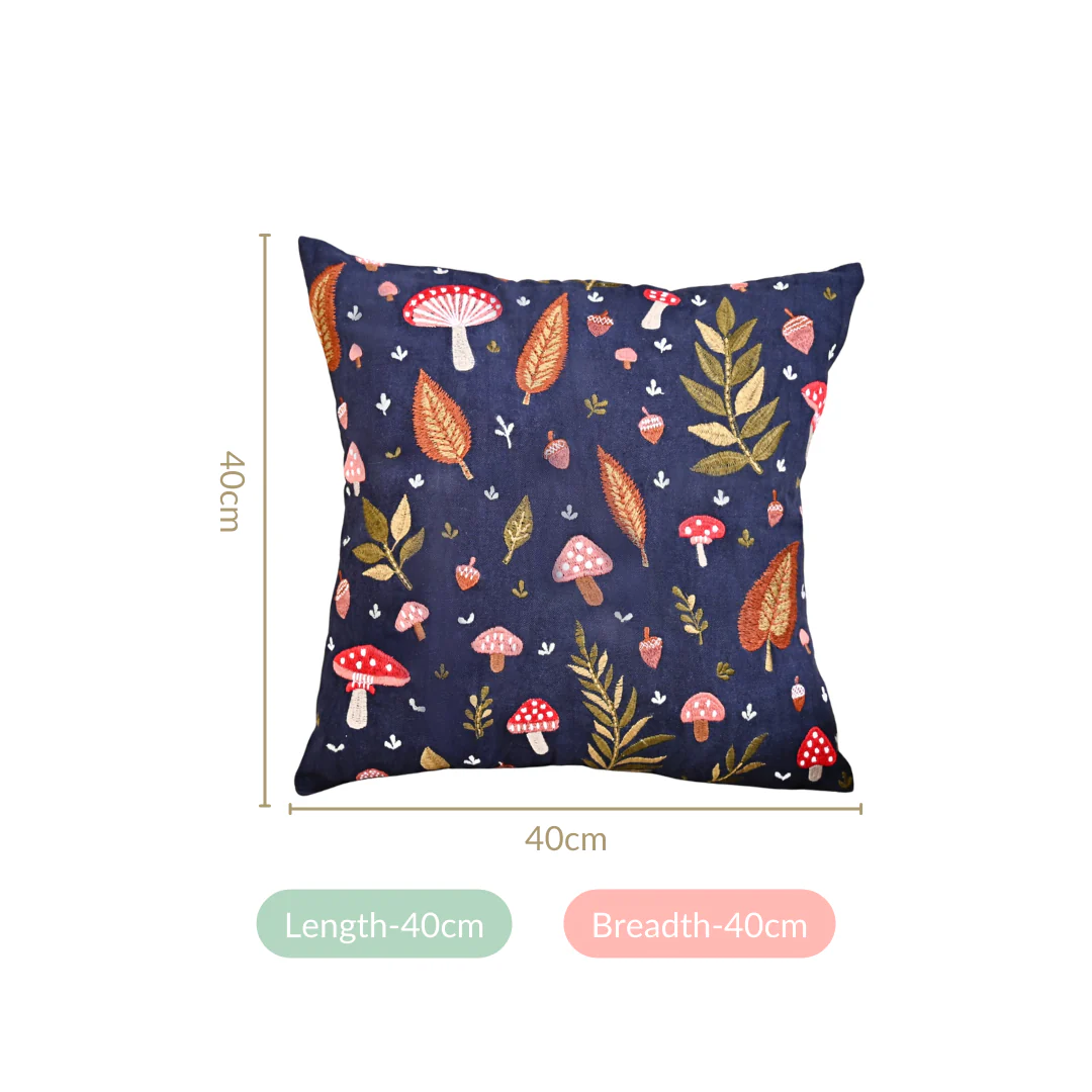 Enchanted Foliage Embroidered Sofa Cushion Cover 40x40cm - Image 4