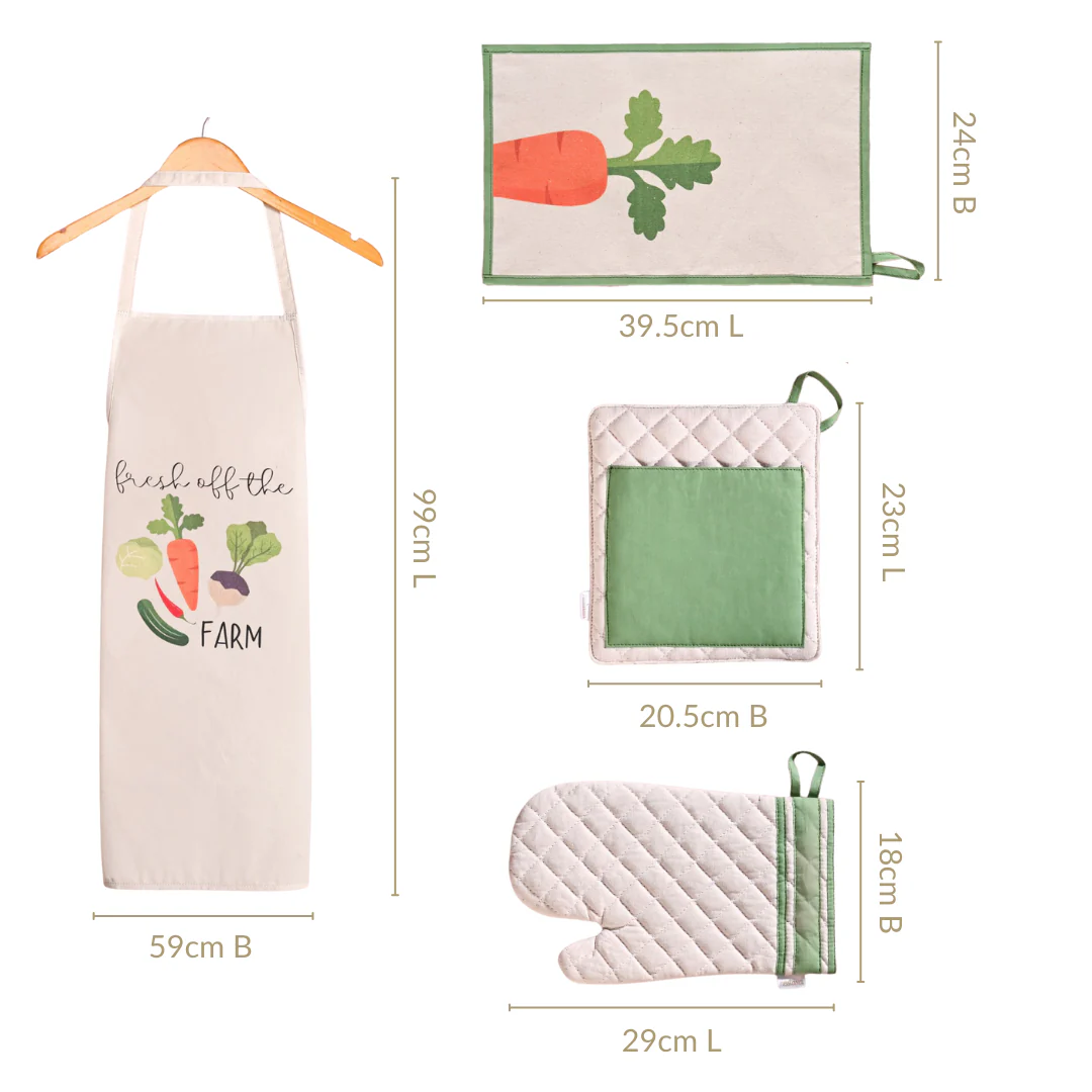 Farm Fresh Apron Mitten Pot Holder Hand Towel Set Of 4 - Image 3