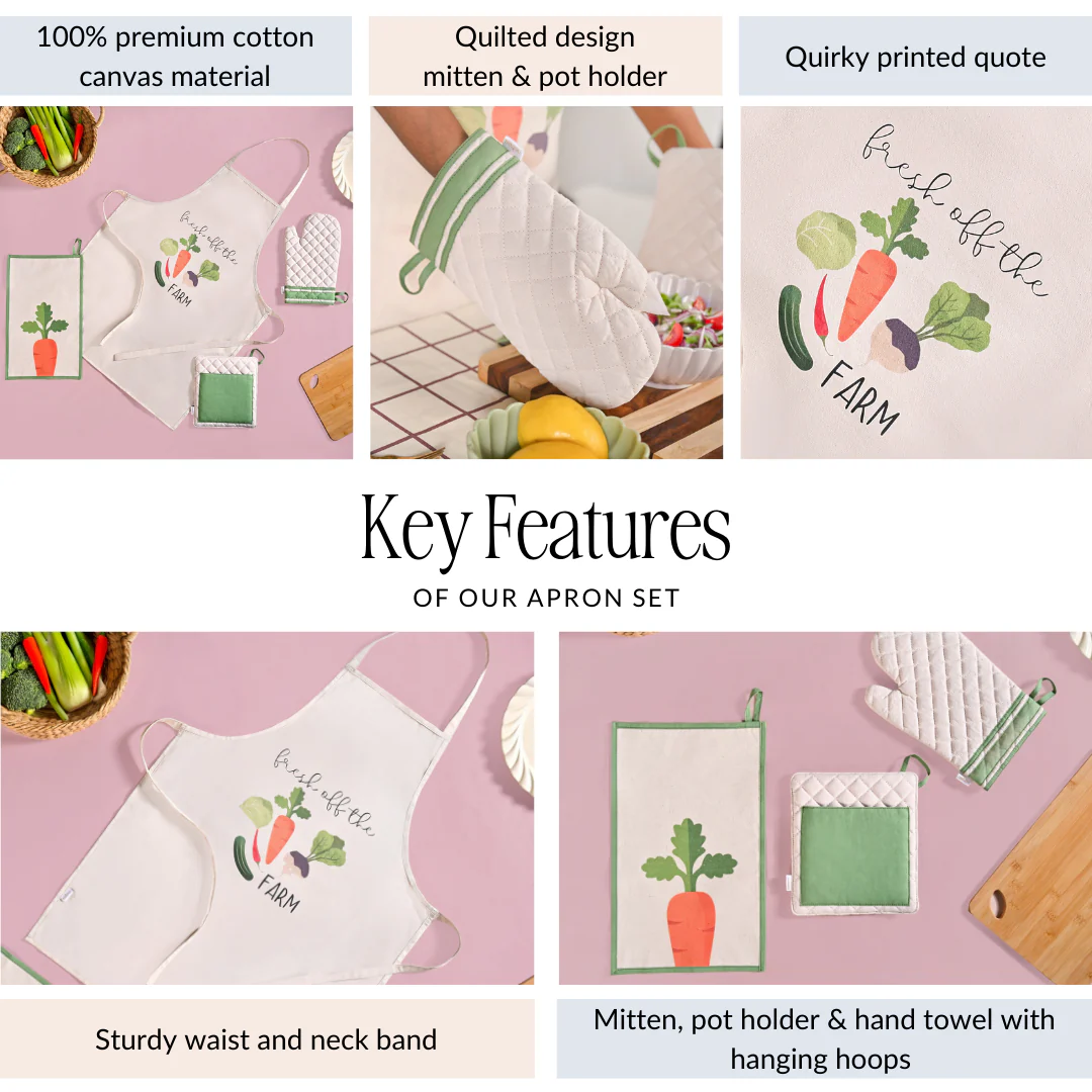 Farm Fresh Apron Mitten Pot Holder Hand Towel Set Of 4 - Image 4