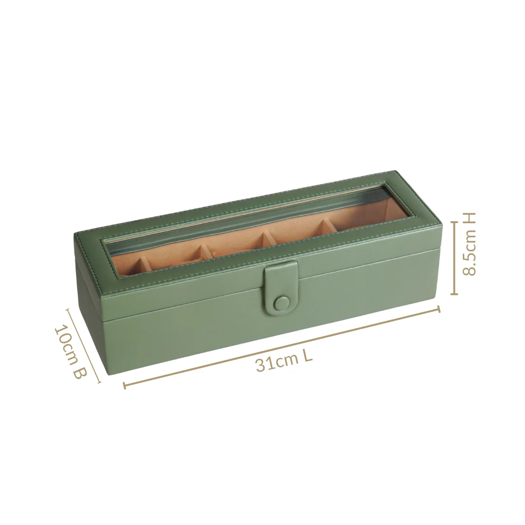 Faux Leather Watch Box Sage Green - Image 2