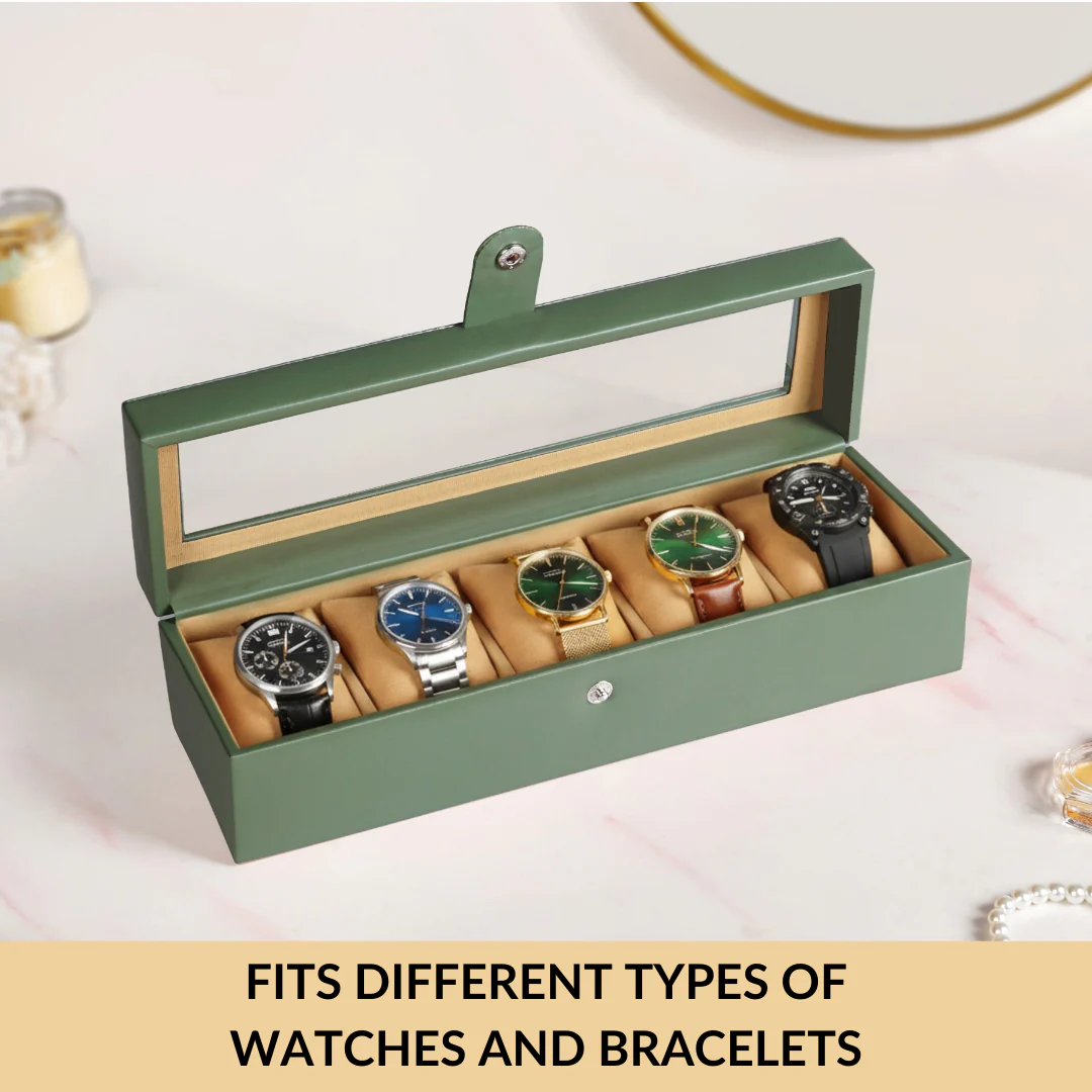 Faux Leather Watch Box Sage Green - Image 7