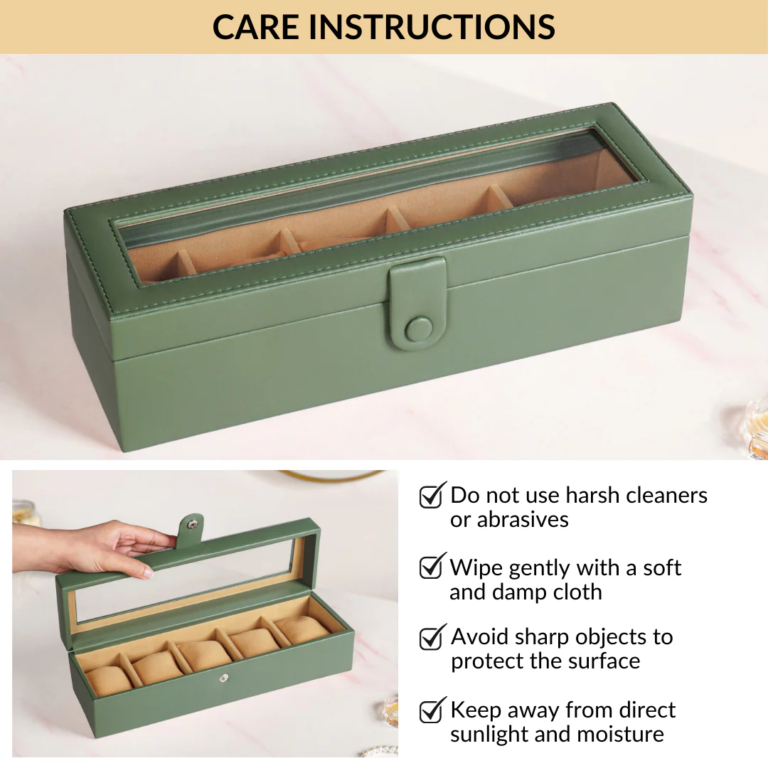 Faux Leather Watch Box Sage Green - Image 8
