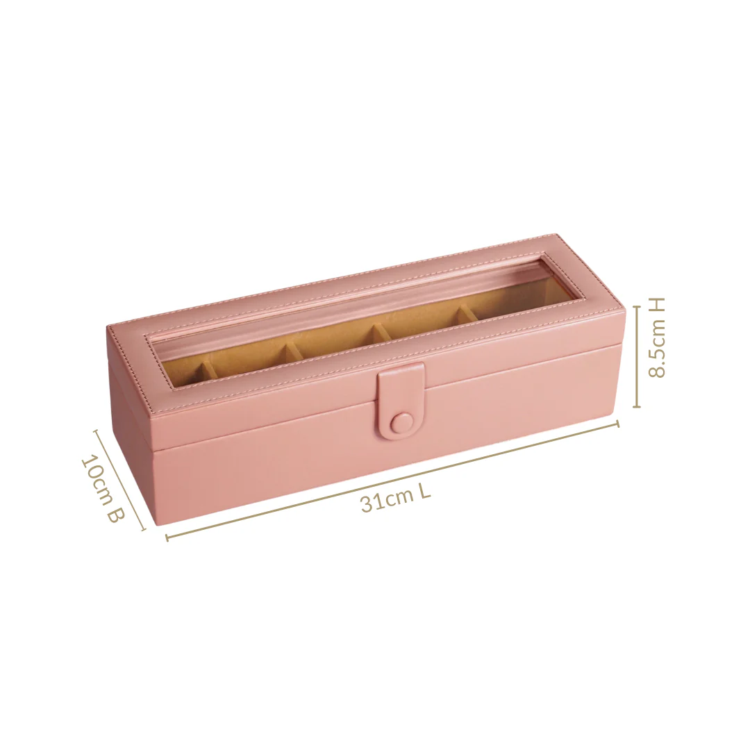 Faux Leather Watch Organiser Box Pink - Image 2