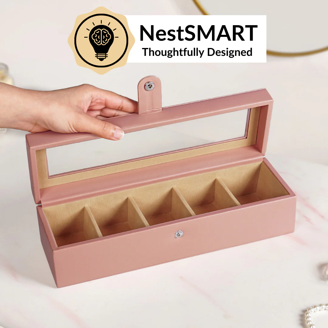 Faux Leather Watch Organiser Box Pink - Image 6