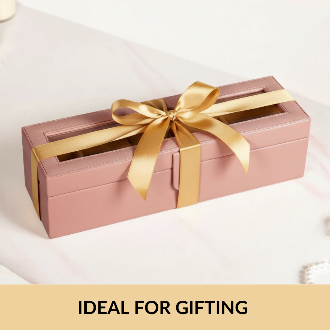 Faux Leather Watch Organiser Box Pink - Image 9