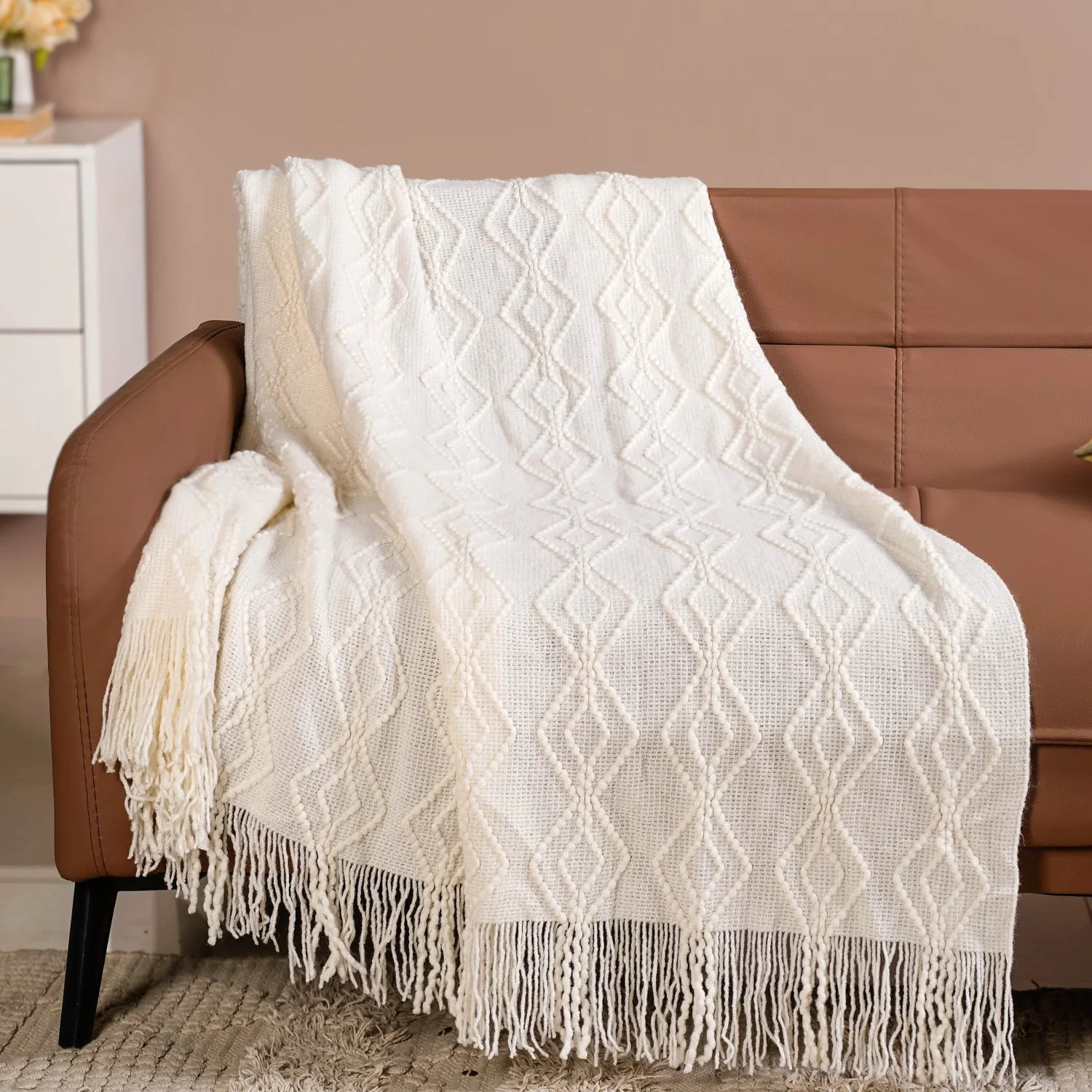 Feather Soft Throw Blanket Off White - Image 6