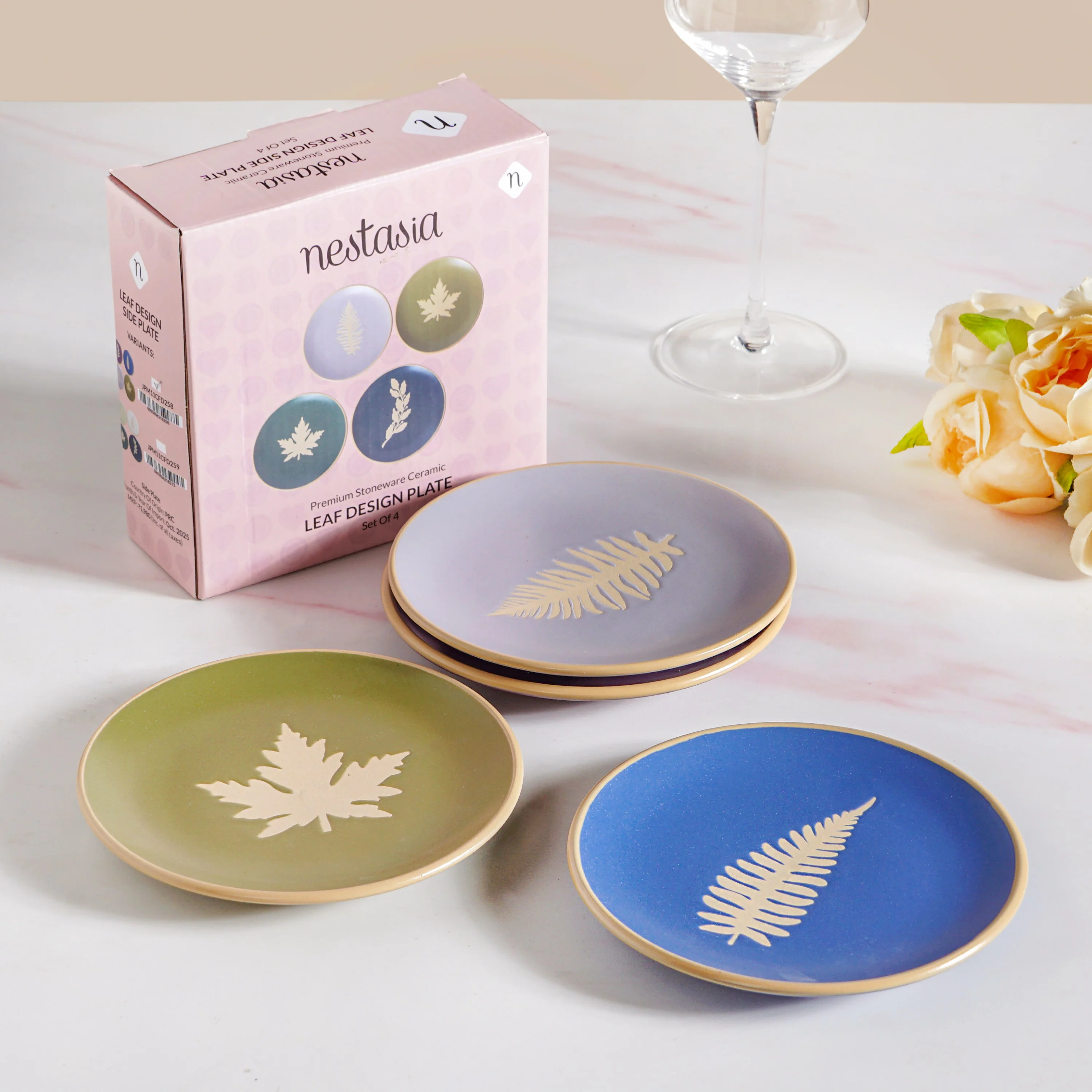Fern Ceramic Dessert Plate Set Of 4 15cm - Image 2