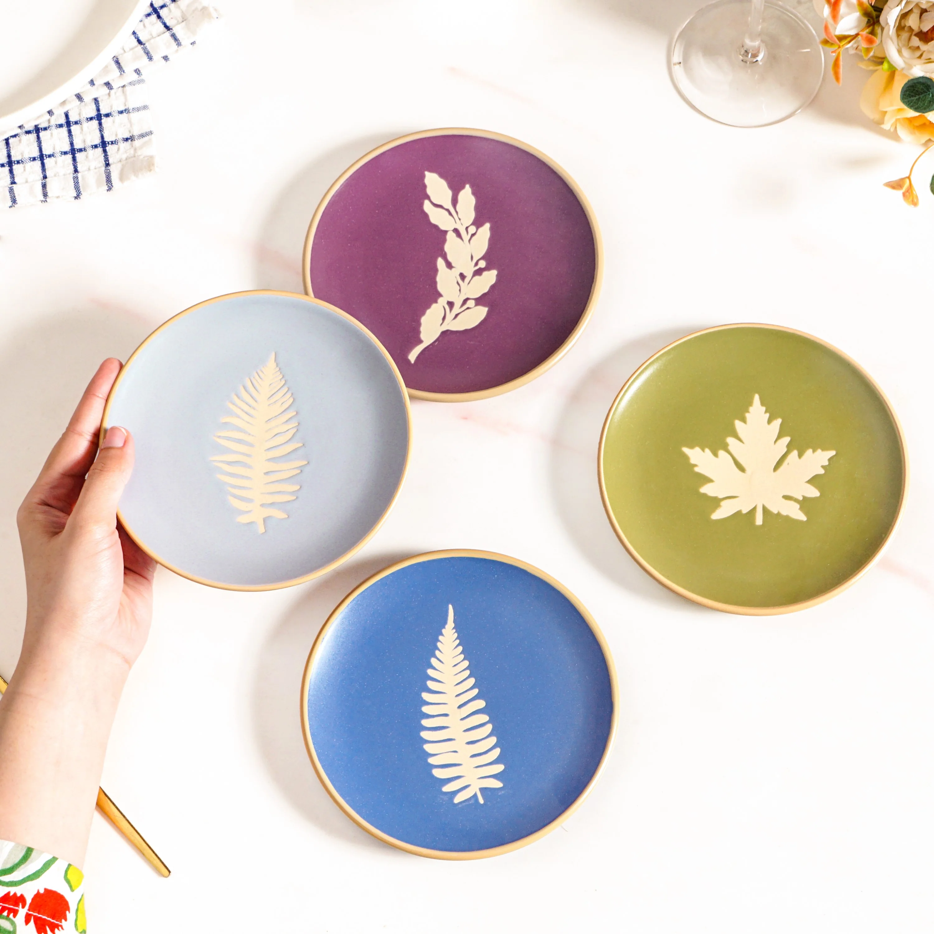 Fern Ceramic Dessert Plate Set Of 4 15cm - Image 3