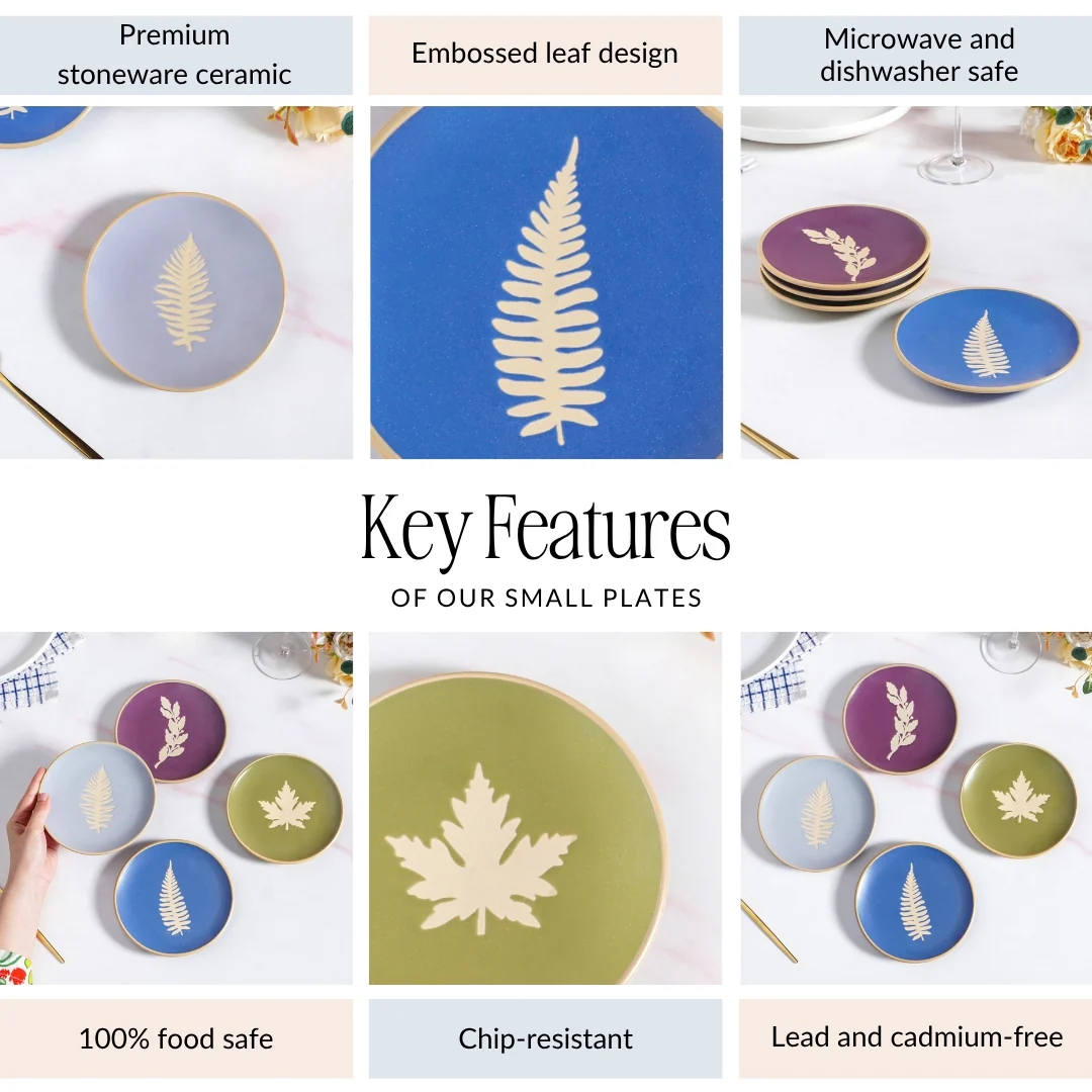 Fern Ceramic Dessert Plate Set Of 4 15cm - Image 5