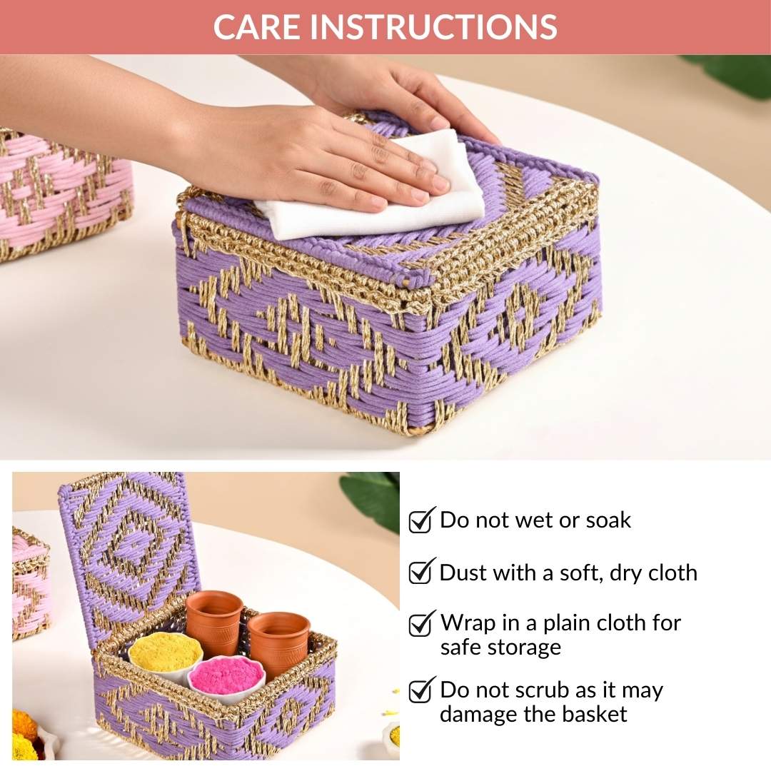 Festive Handcrafted Hamper Basket Gold And Purple - Image 11
