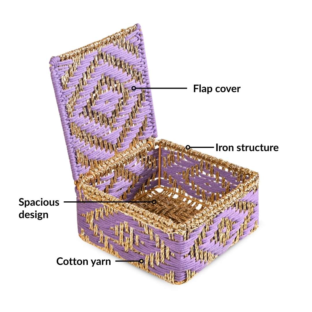 Festive Handcrafted Hamper Basket Gold And Purple - Image 4