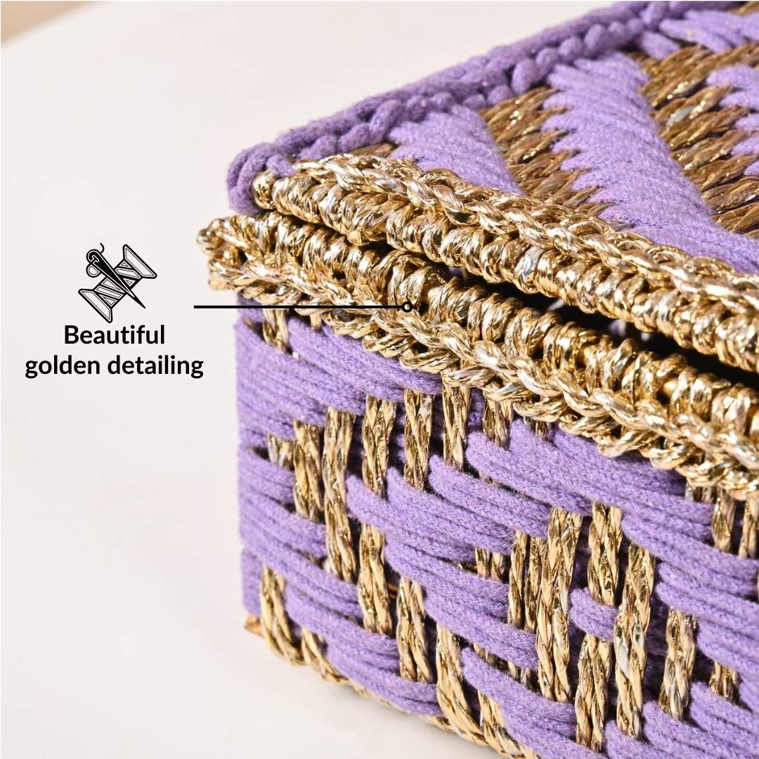 Festive Handcrafted Hamper Basket Gold And Purple - Image 7