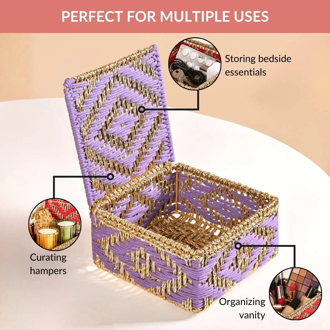 Festive Handcrafted Hamper Basket Gold And Purple - Image 9