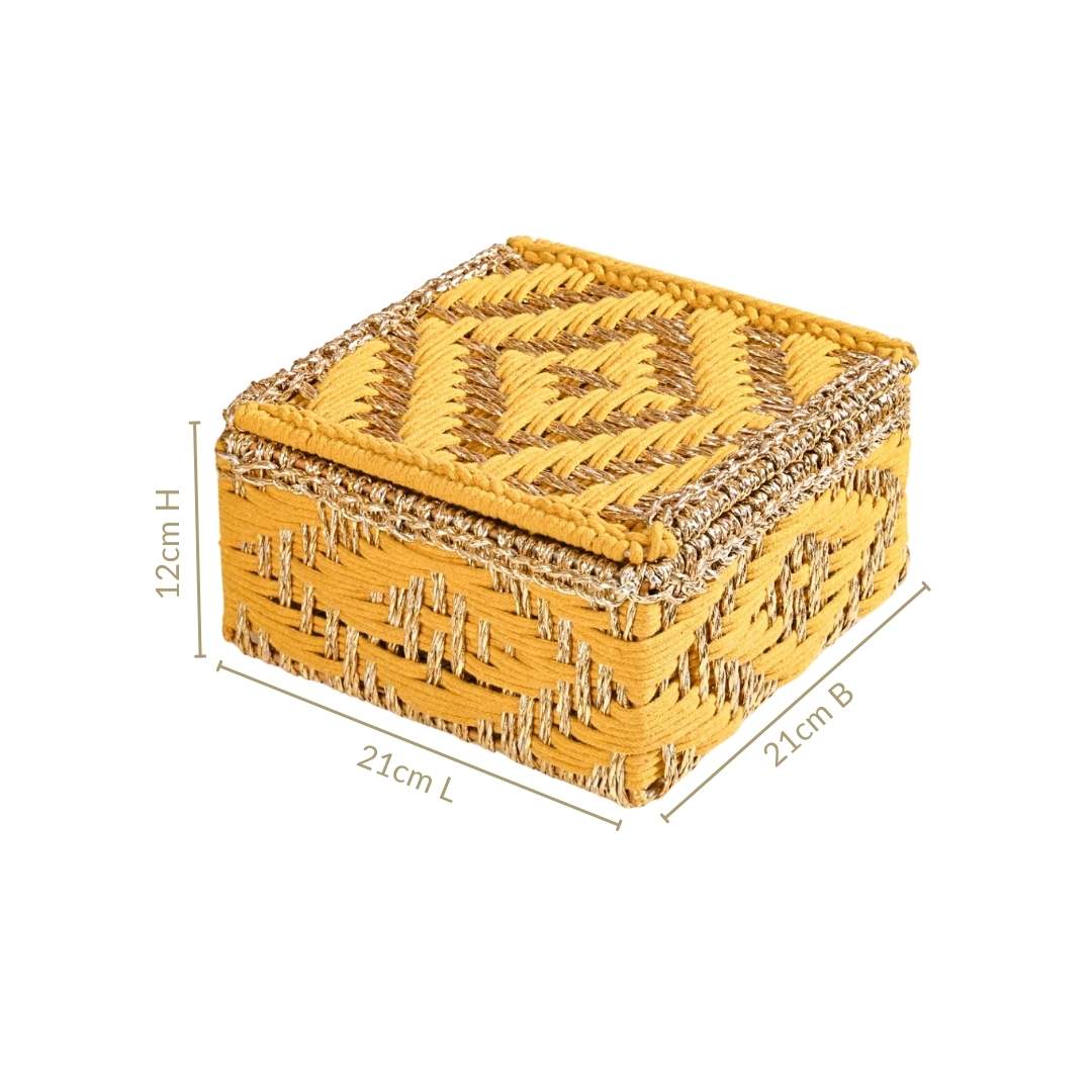 Festive Handwoven Basket Gold And Yellow - Image 5
