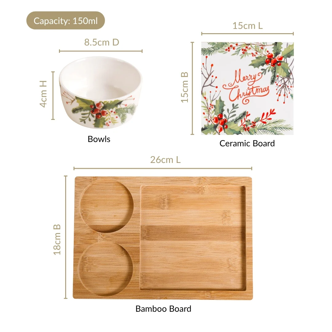 Festive Holly Berry Bowls And Platter Set Of 4 - Image 4