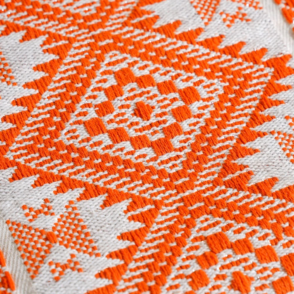 Festive Jacquard Cushion Cover And Runner Orange Set Of 3 - Image 5