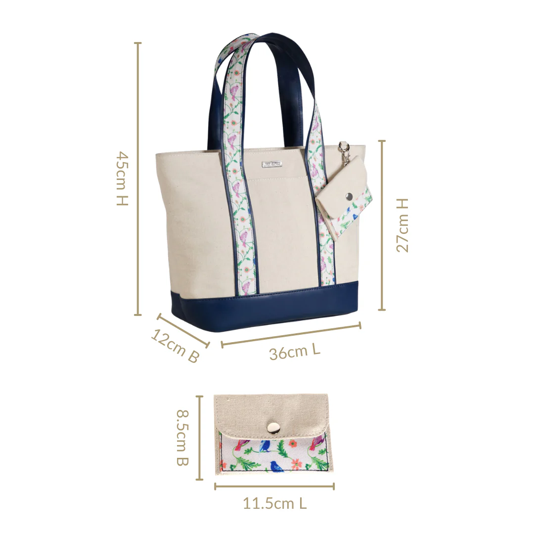 Flolane Canvas Handbag With Coin Pouch Blue - Image 3
