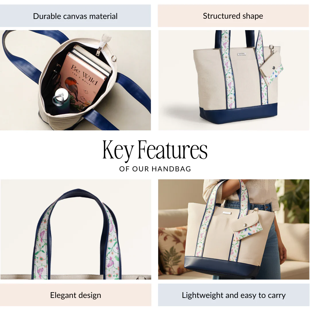 Flolane Canvas Handbag With Coin Pouch Blue - Image 4