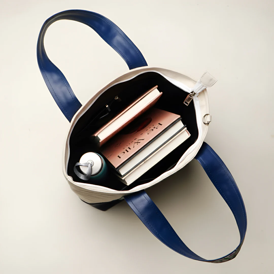 Flolane Canvas Handbag With Coin Pouch Blue - Image 6