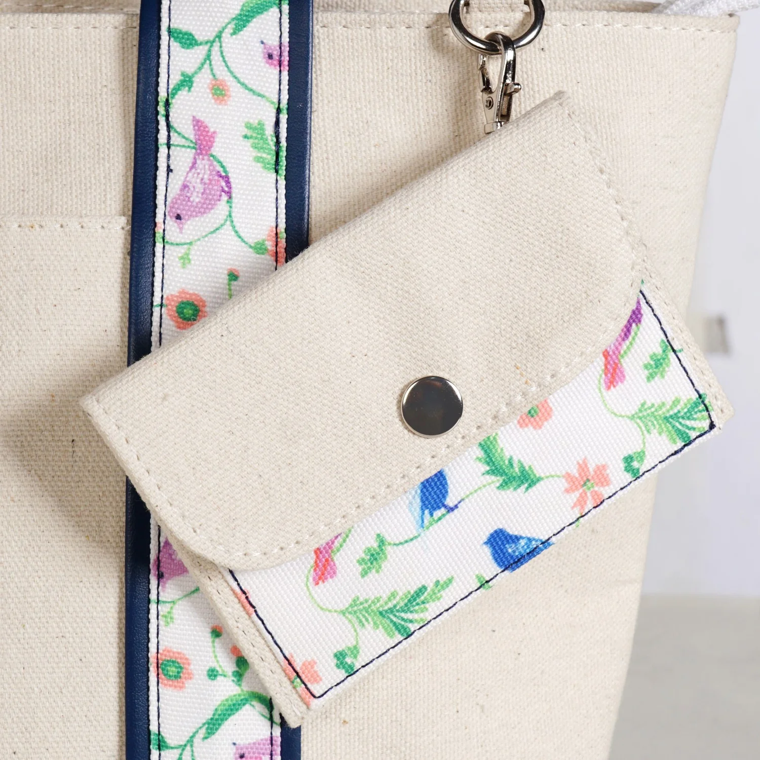 Flolane Canvas Handbag With Coin Pouch Blue - Image 7