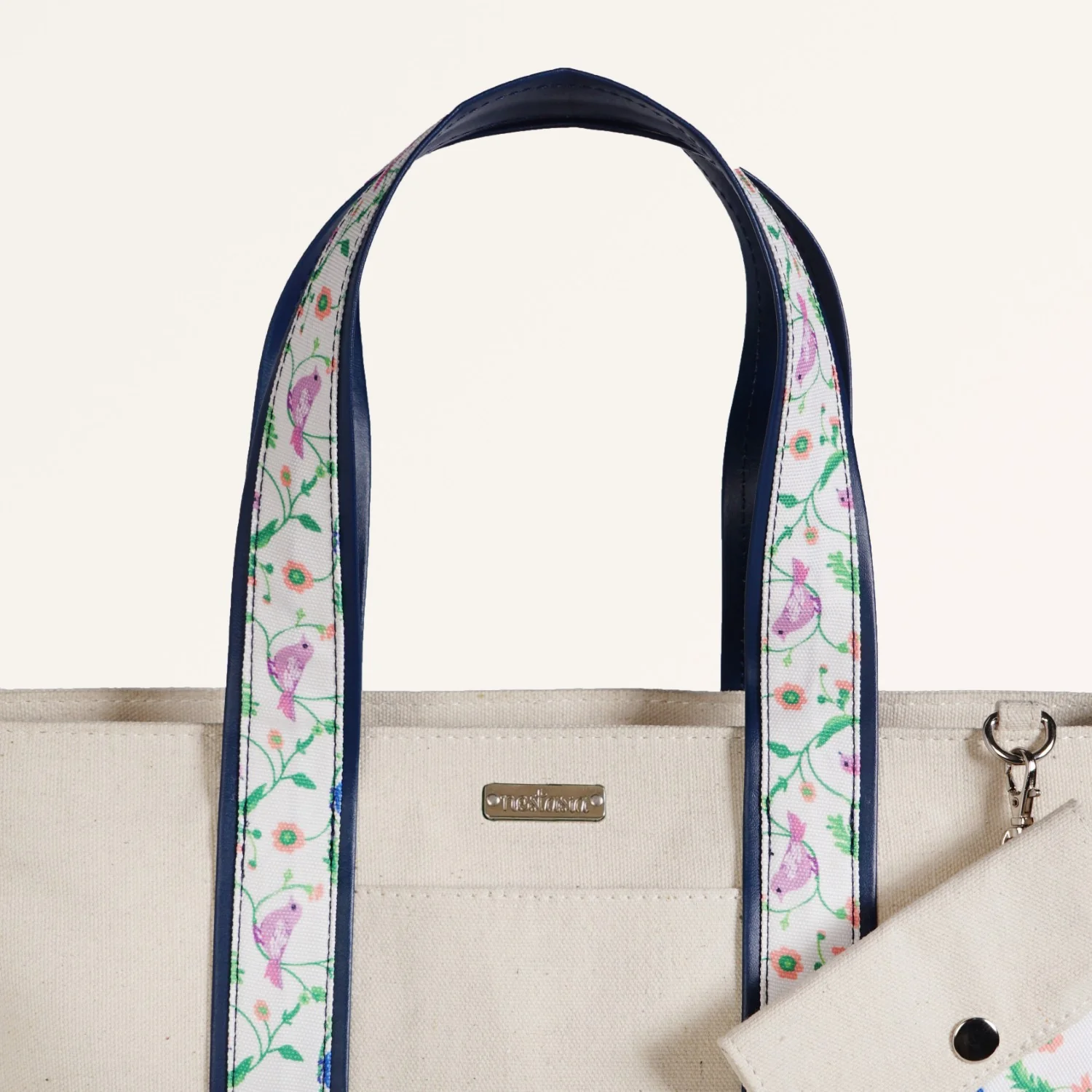 Flolane Canvas Handbag With Coin Pouch Blue - Image 8