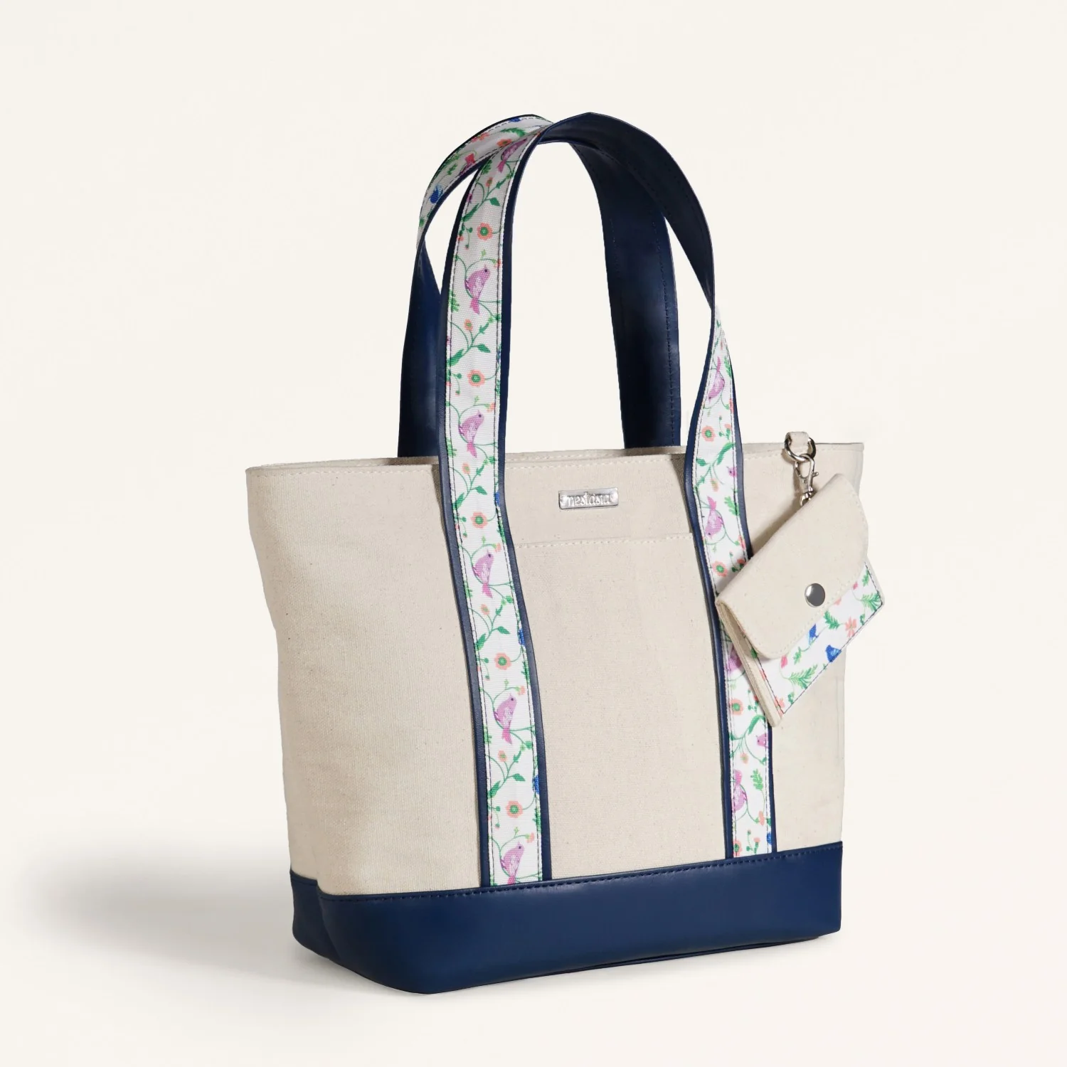 Flolane Canvas Handbag With Coin Pouch Blue - Image 9