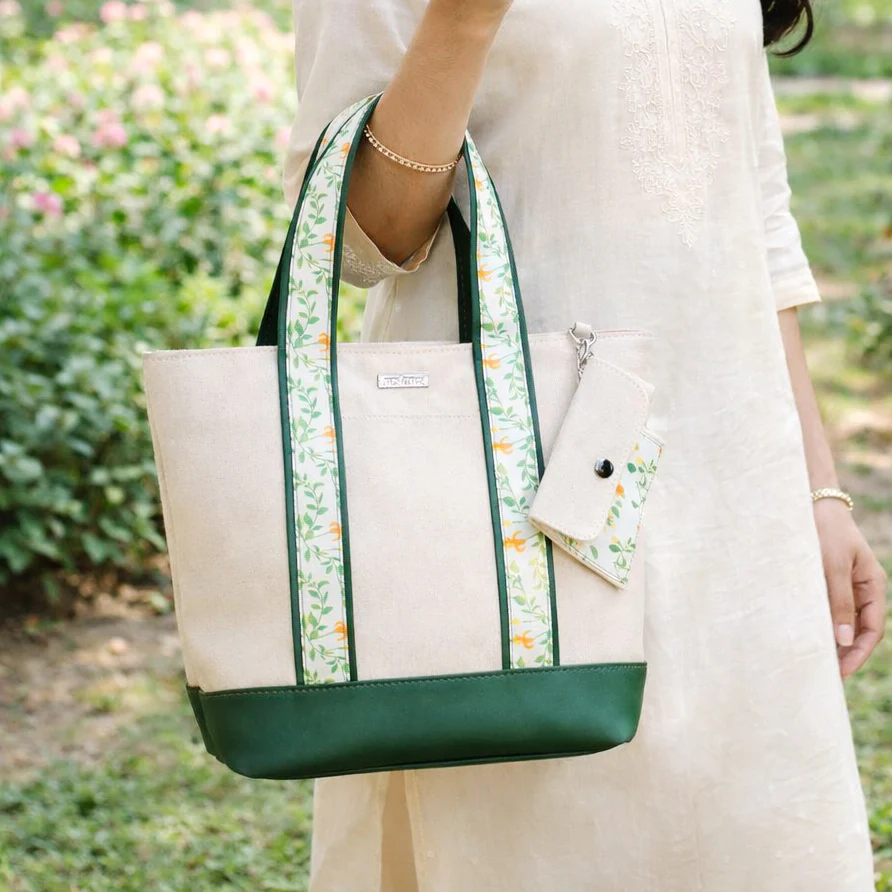 Flolane Canvas Handbag With Coin Pouch Green - Image 2