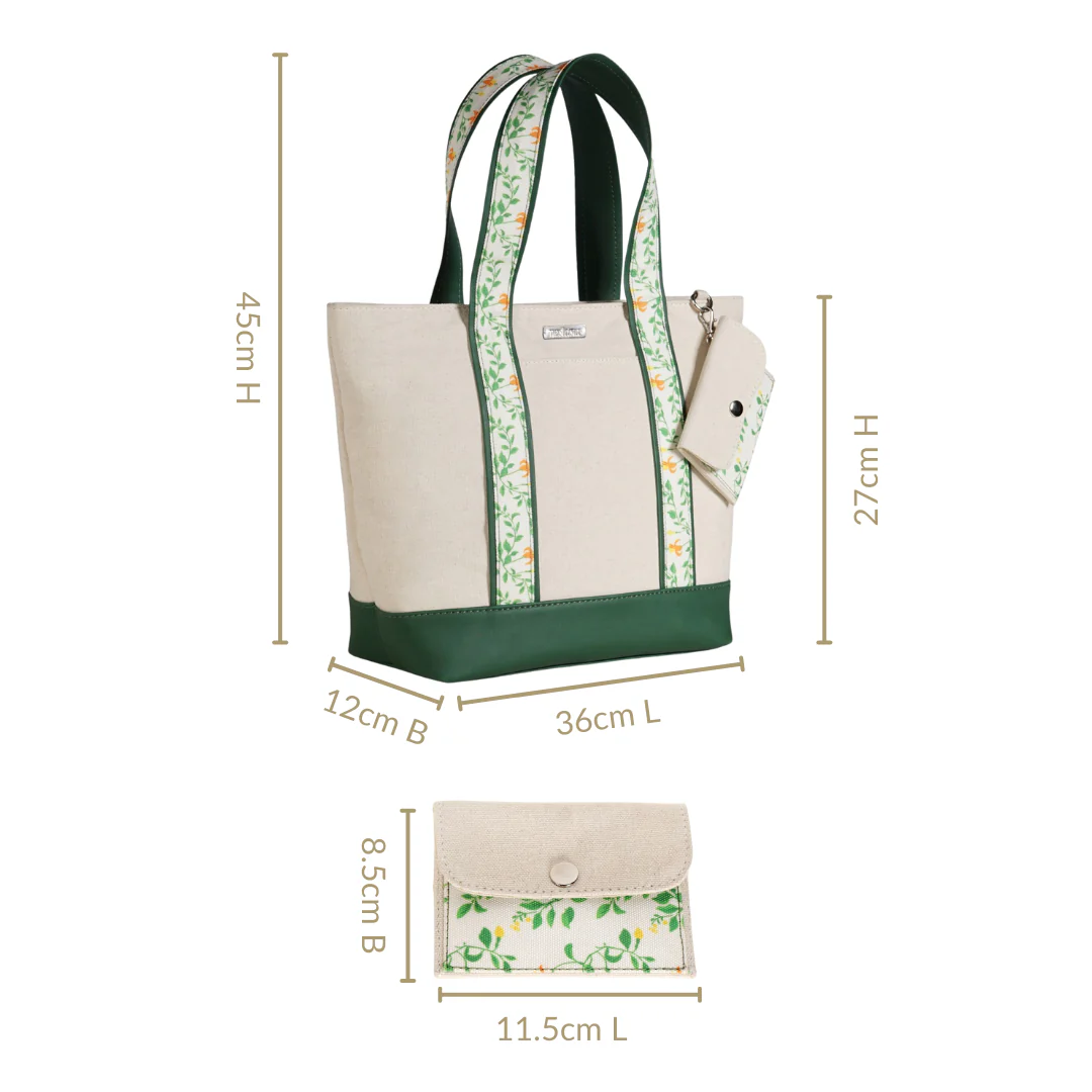Flolane Canvas Handbag With Coin Pouch Green - Image 3