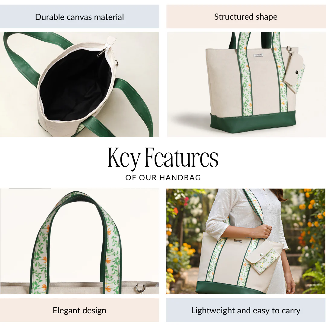 Flolane Canvas Handbag With Coin Pouch Green - Image 4