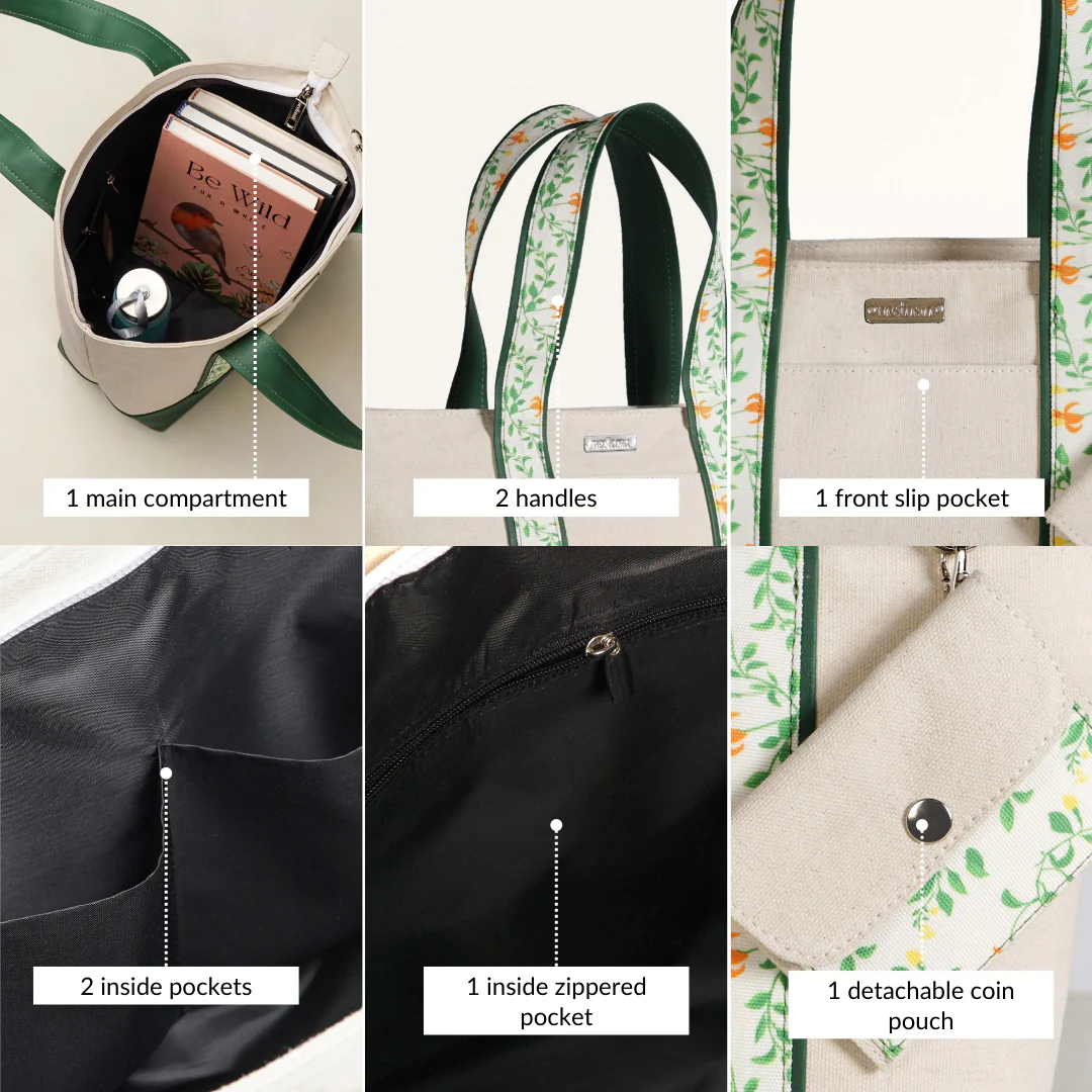 Flolane Canvas Handbag With Coin Pouch Green - Image 5