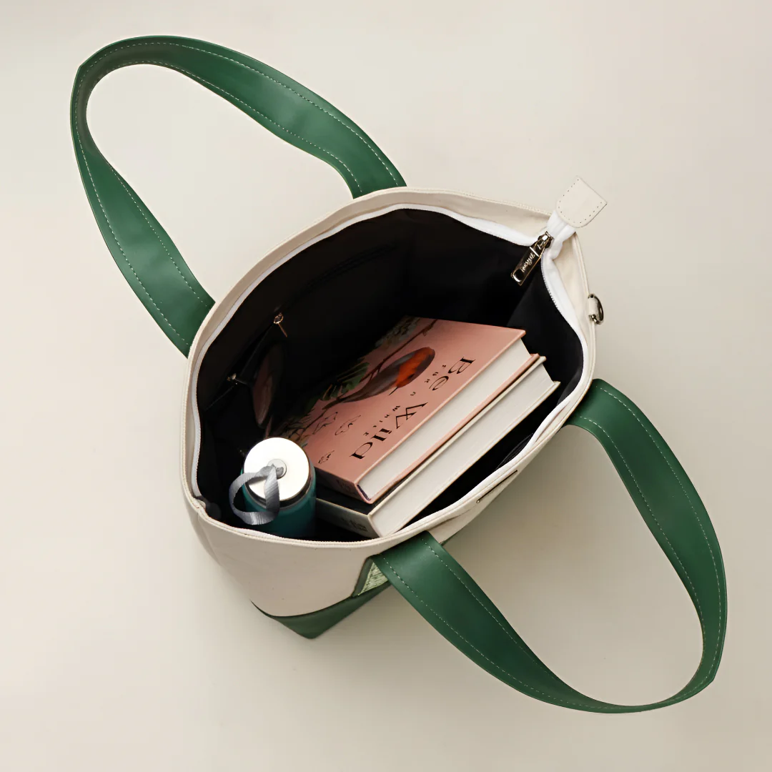 Flolane Canvas Handbag With Coin Pouch Green - Image 6