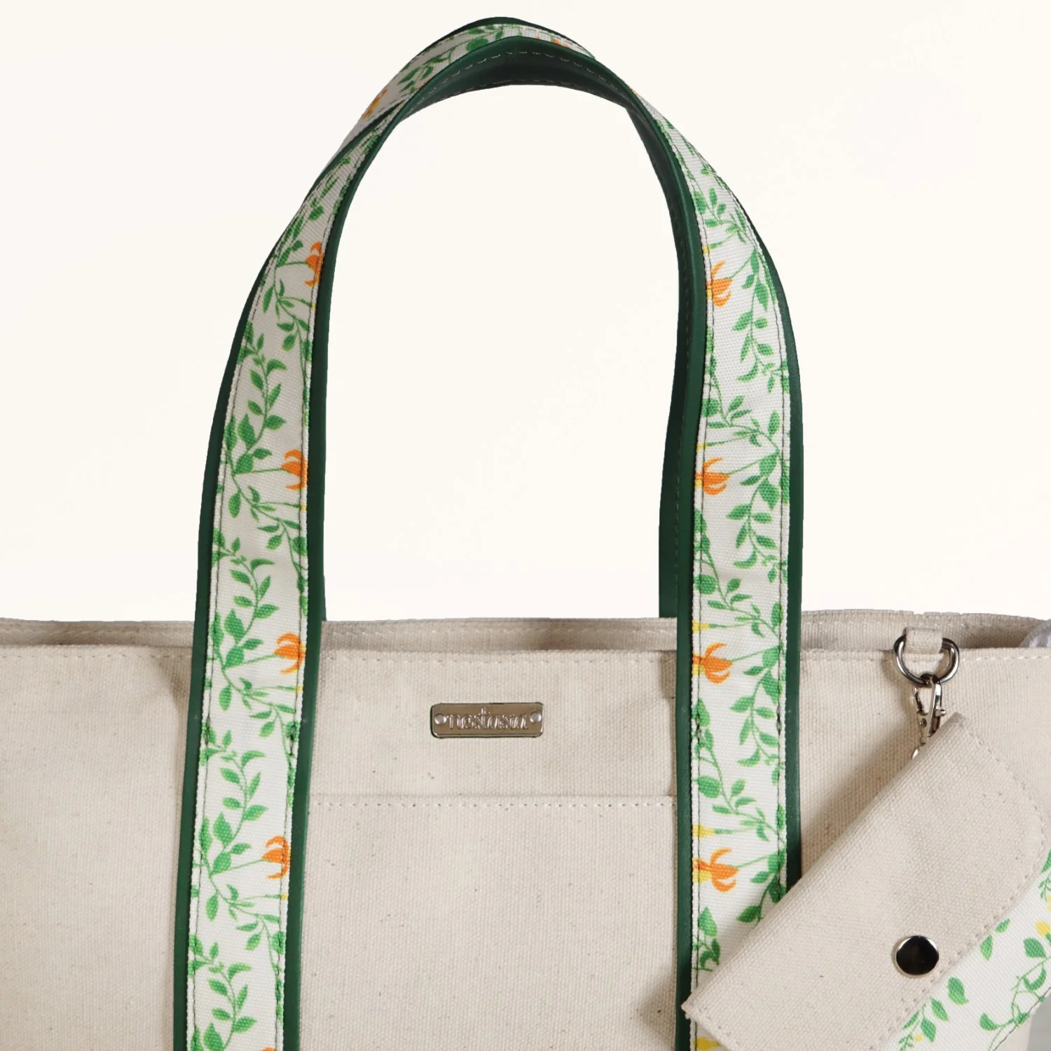 Flolane Canvas Handbag With Coin Pouch Green - Image 8