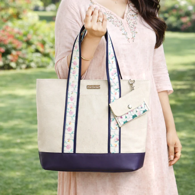 Flolane Canvas Handbag With Coin Pouch Purple - Image 2