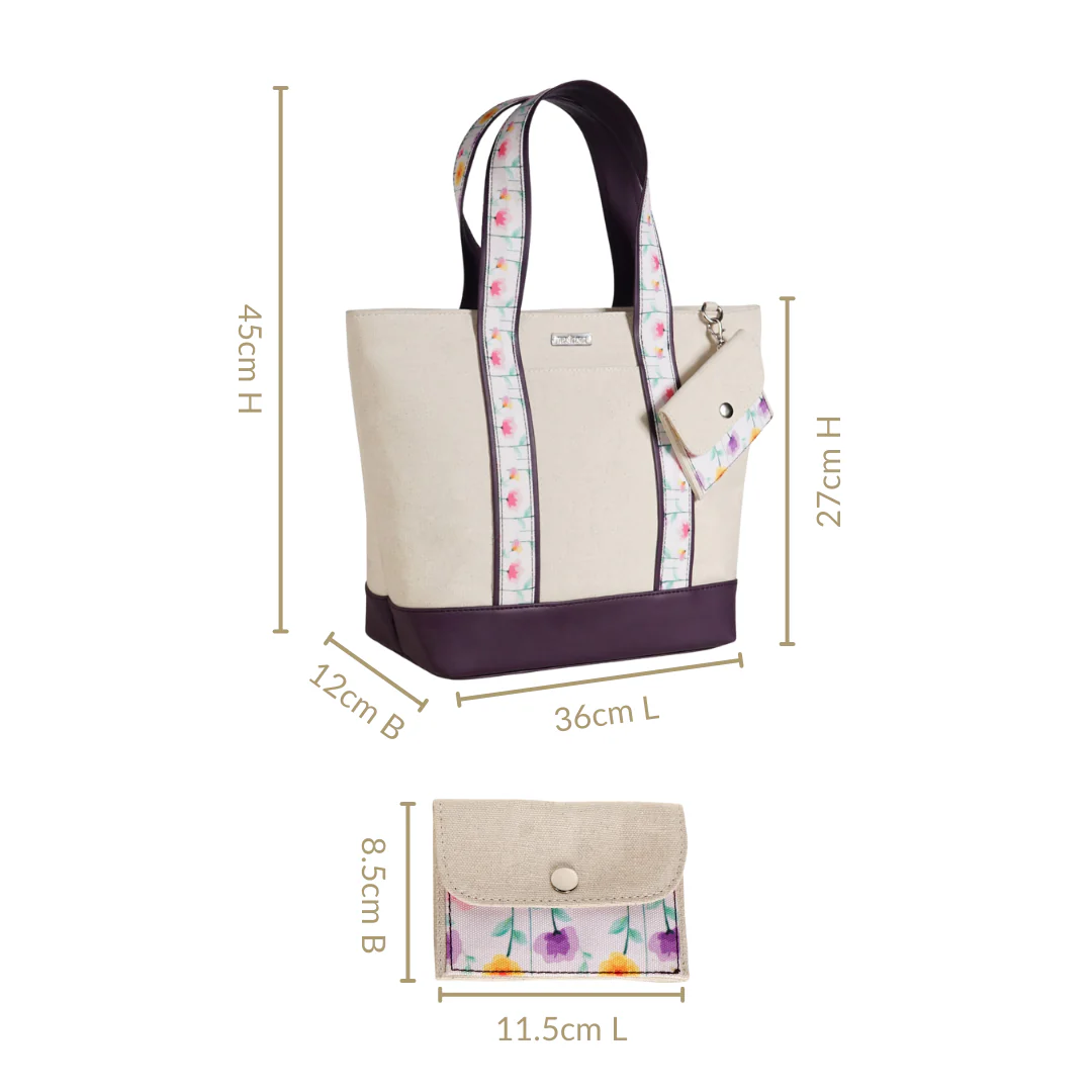Flolane Canvas Handbag With Coin Pouch Purple - Image 3