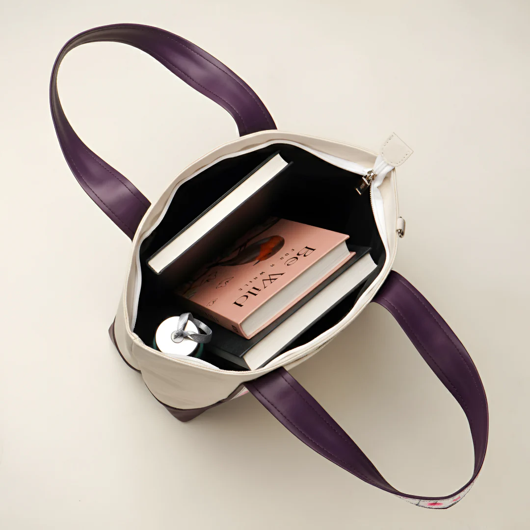 Flolane Canvas Handbag With Coin Pouch Purple - Image 6