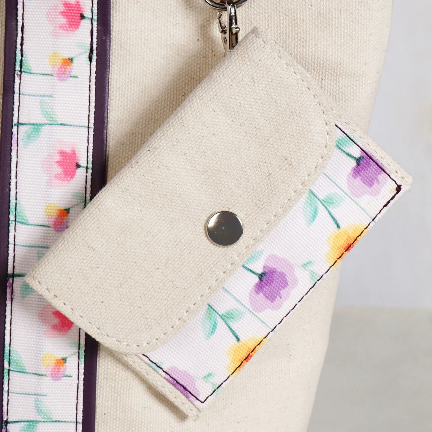 Flolane Canvas Handbag With Coin Pouch Purple - Image 7
