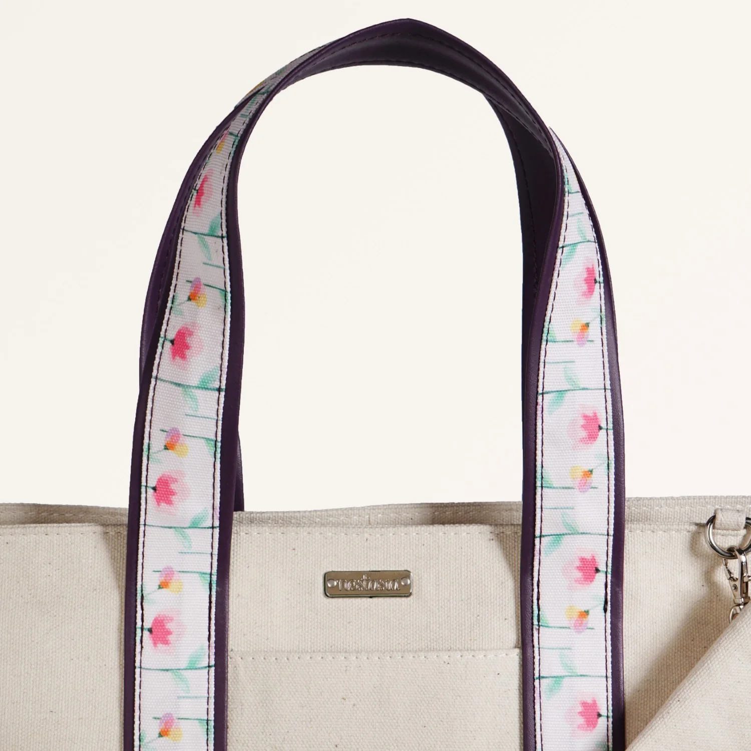 Flolane Canvas Handbag With Coin Pouch Purple - Image 8