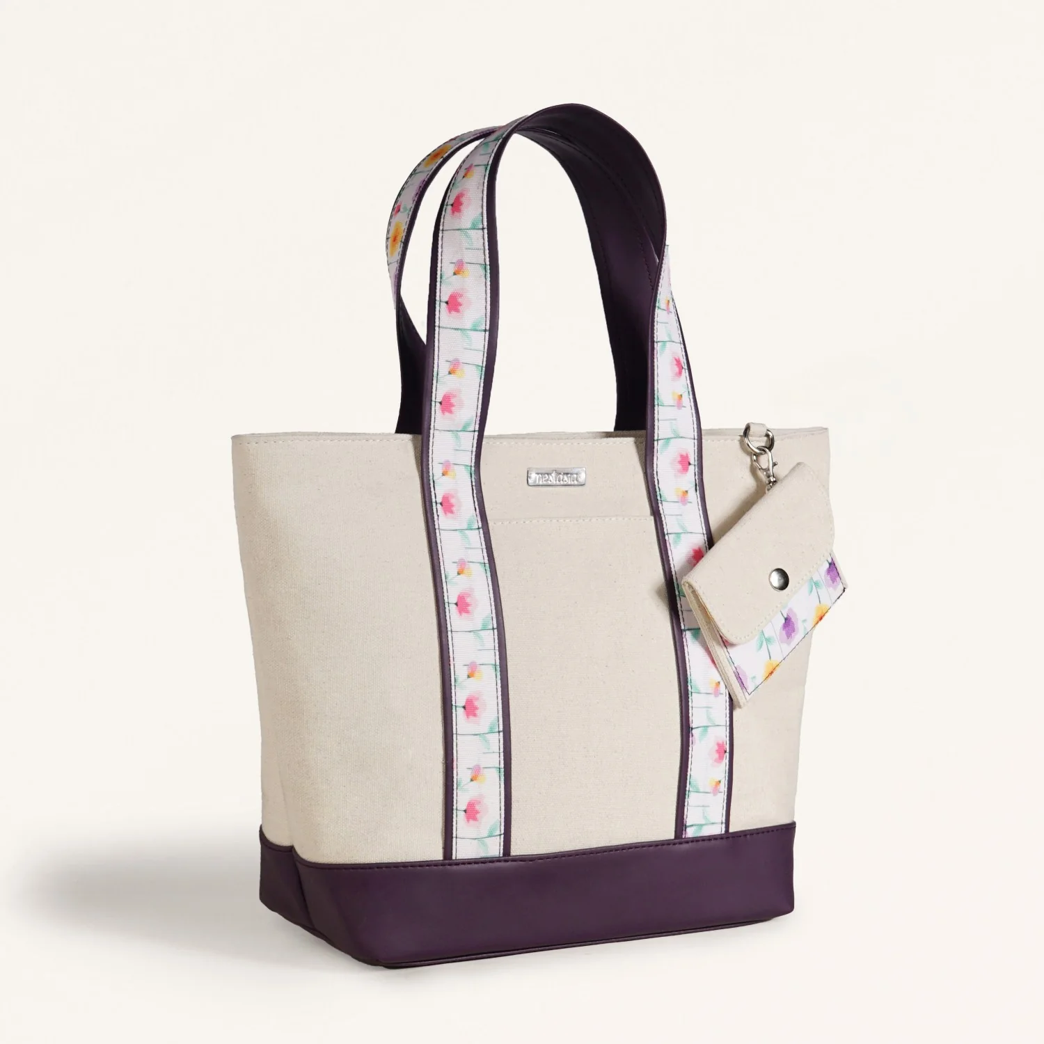 Flolane Canvas Handbag With Coin Pouch Purple - Image 9