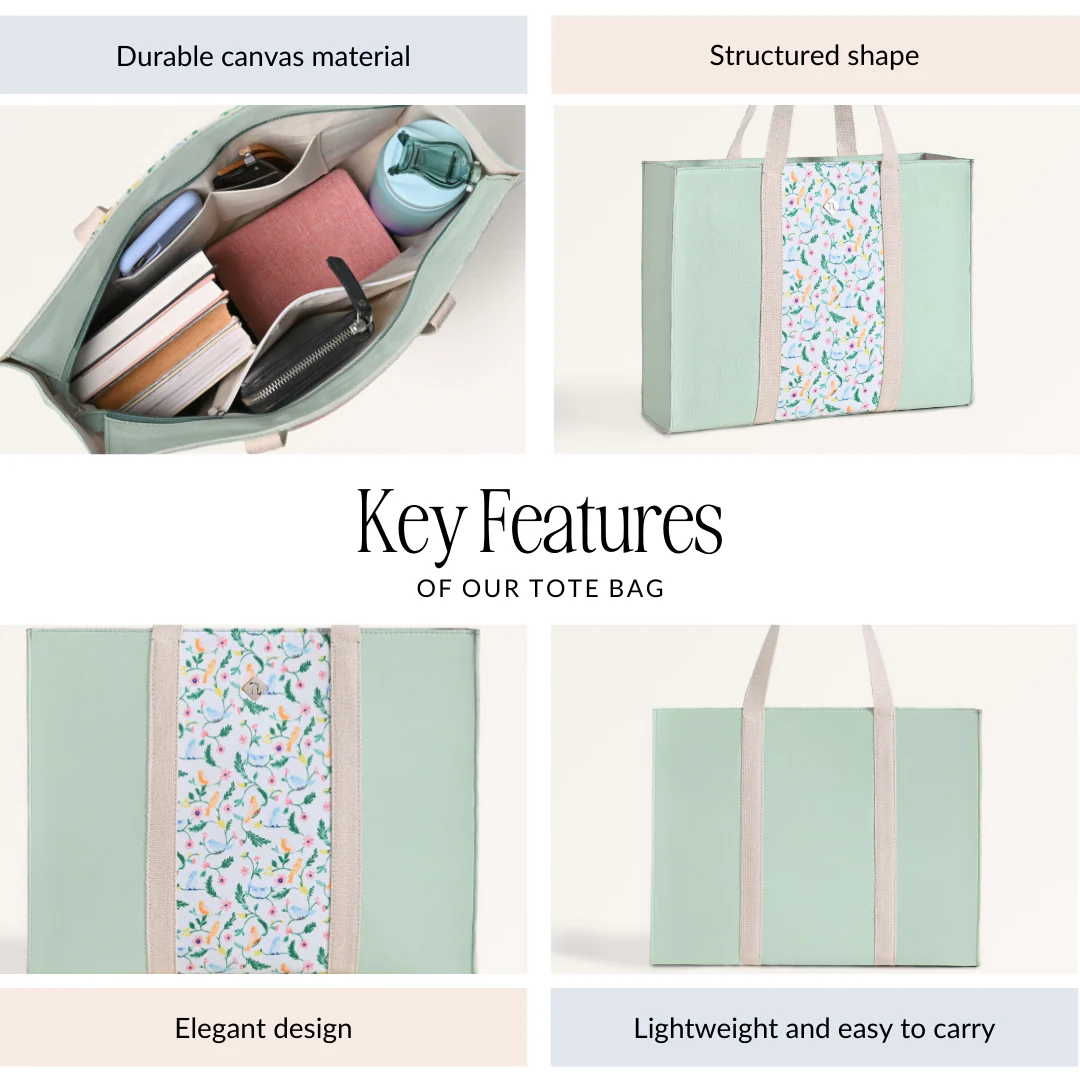 Floracore Canvas Tote Bag Mint - Image 4