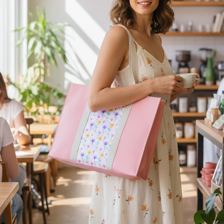 Floracore Canvas Tote Bag Pink - Image 2
