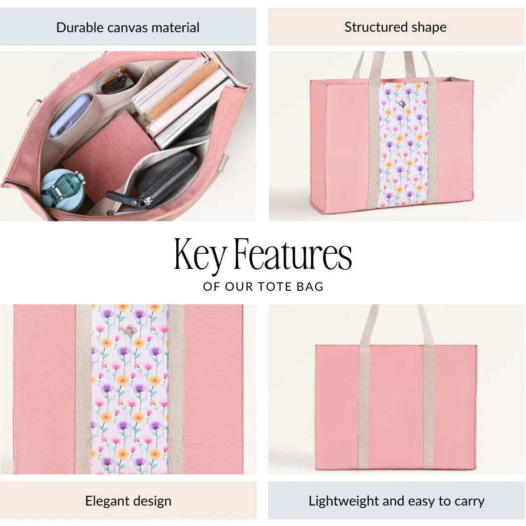 Floracore Canvas Tote Bag Pink - Image 4