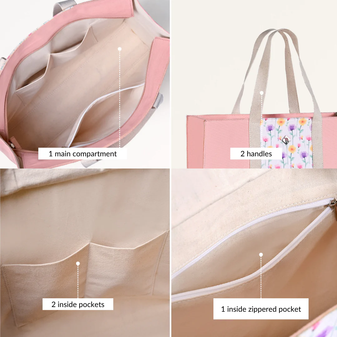Floracore Canvas Tote Bag Pink - Image 5