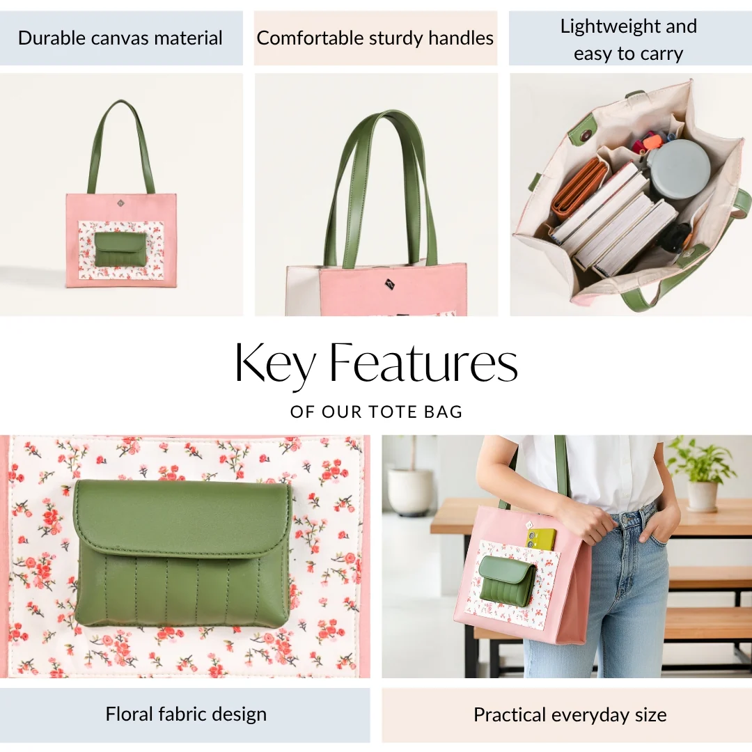 Floral Canvas Tote Bag - Image 5