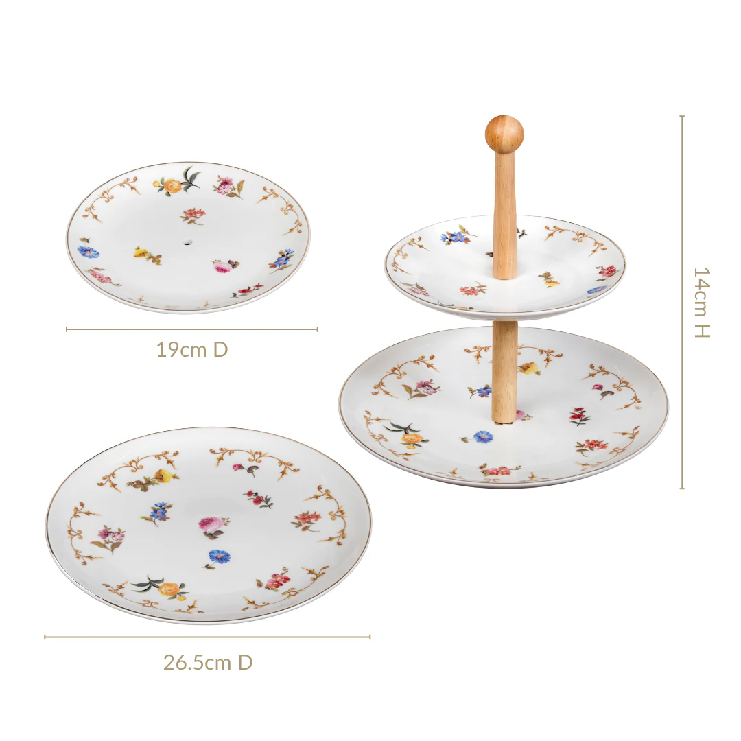 Floral Ceramic Two Tier Cupcake Stand - Image 3