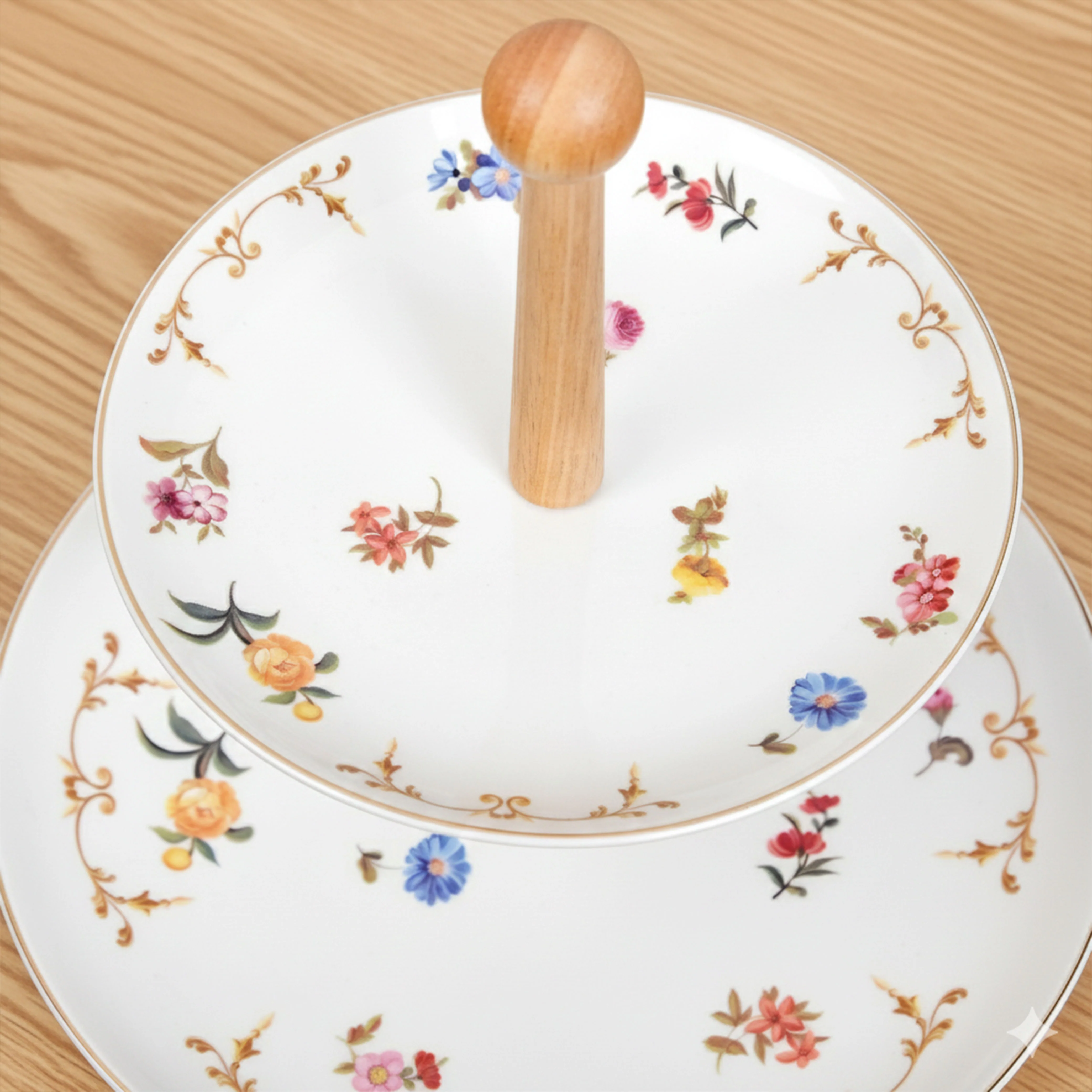 Floral Ceramic Two Tier Cupcake Stand - Image 8