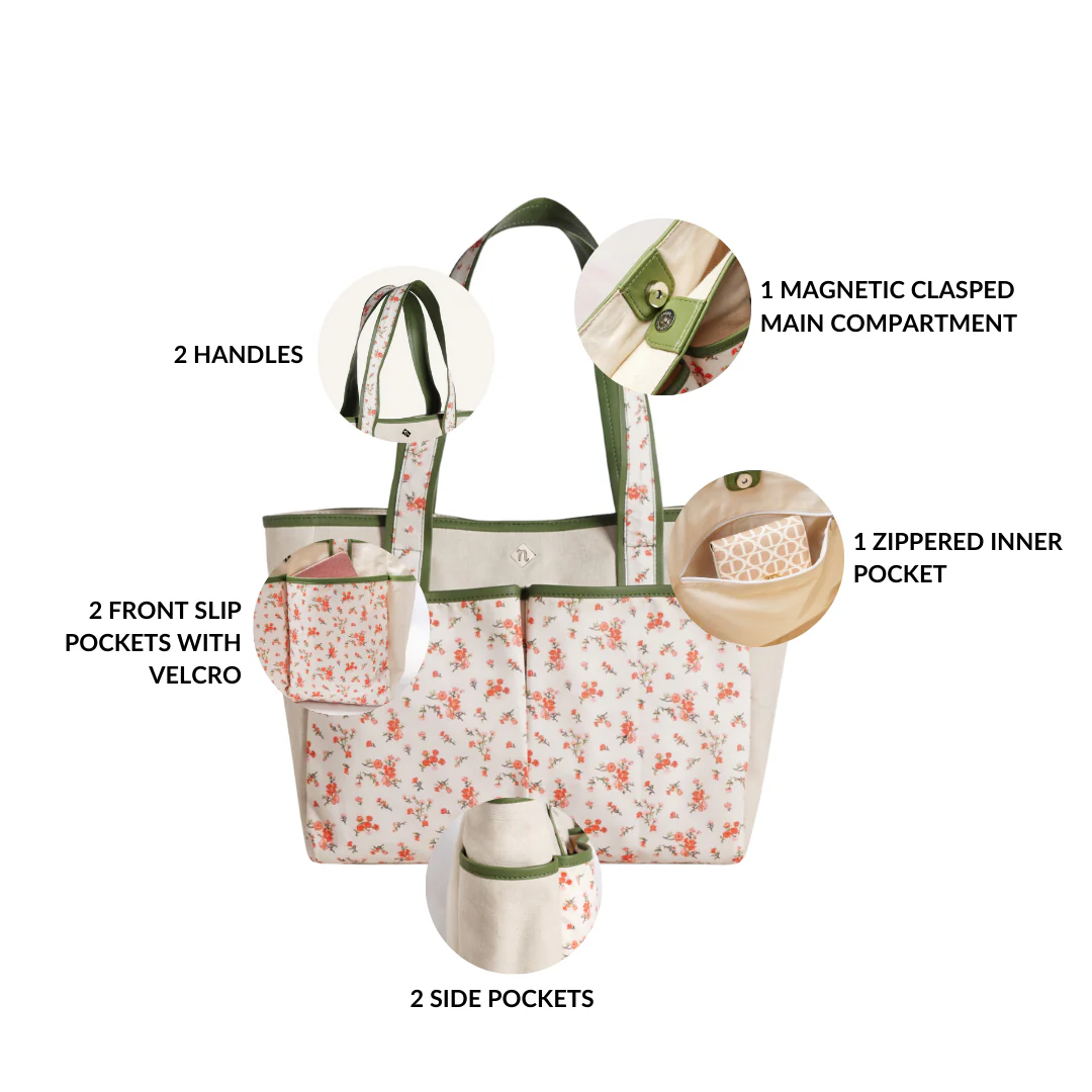 Floral Cotton Canvas Tote Bag - Image 2