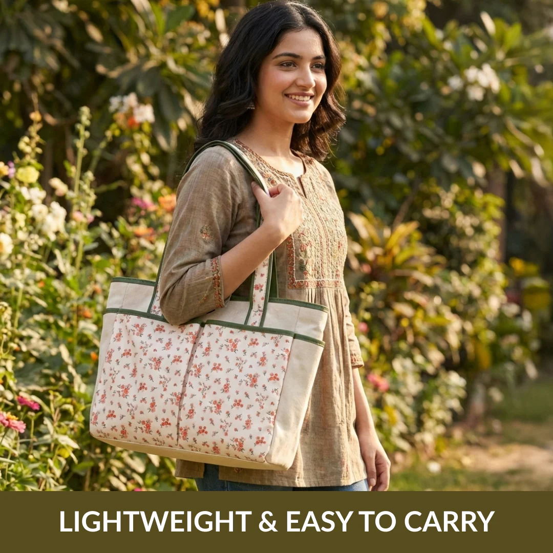 Floral Cotton Canvas Tote Bag - Image 5