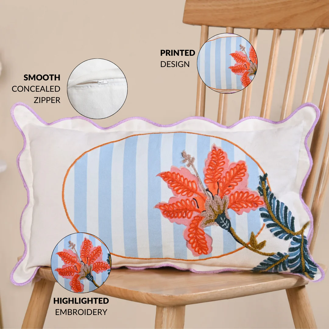 Bloom Era Hibiscus Cotton Cushion Cover 50x30cm - Image 2