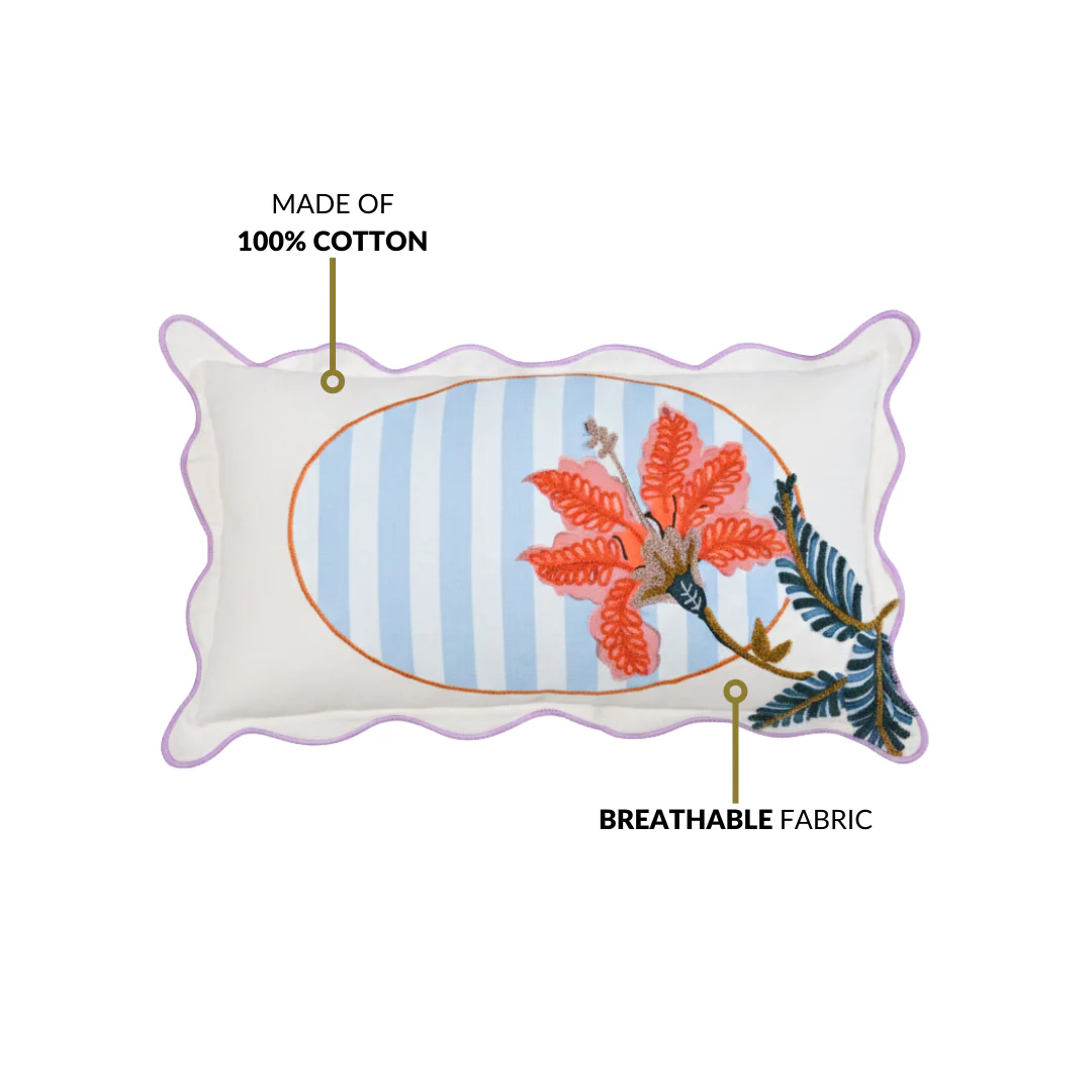 Bloom Era Hibiscus Cotton Cushion Cover 50x30cm - Image 4